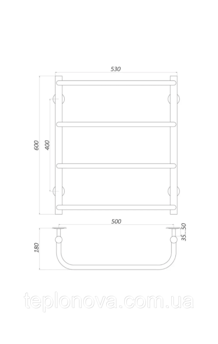 Полотенцесушитель Нержавейка UNIO 600x530-4 Лесенка Скоба Черновцы - изображение 3