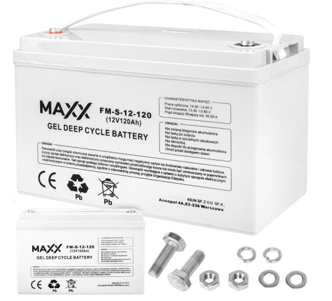 Акумулятор гелевий 4SUN MAXX GEL DEEP CYCLE 120Ah 12V (B0012 AKU72) (12-FM-S-120) акб Київ - фото 2