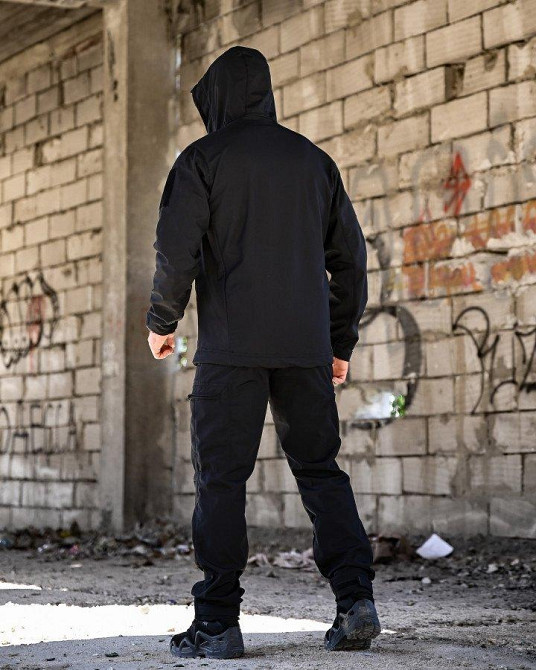 Демисезонный тактический костюм софтшел SATELIT черный полиция  ПП8056 Одесса - изображение 4