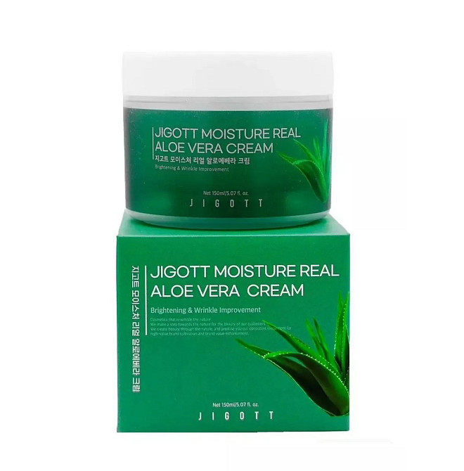 Увлажняющий крем для лица Алоэ Moisture Real Aloe Vera Cream Jigott 150 мл Киев - изображение 2