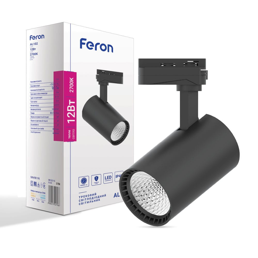 Світлодіодний трековий світильник Feron AL102 12Вт 2700K чорний Харьков - изображение 1