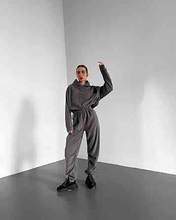 Женский стильный теплый костюм двухсторонний флис. Графит, 46/48 Одесса