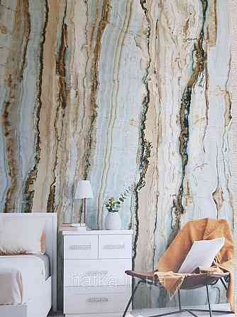 Обои виниловые Grandeco One roll one motif 1.59x2.8 панно мурал 3д под камень мрамор голубой бирюзовый бежевый Киев