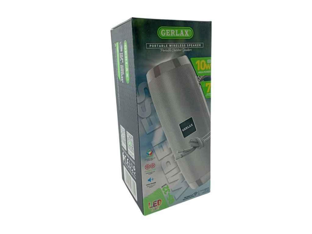 Портативная колонка GS-32, BT/USB/FM/AUX/microSD LED, 1200mAh 7x17x18cm серая ТМ Gerlax Киев - изображение 1