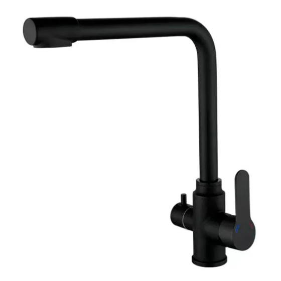 Кухонный смеситель Zerix DAX-021 Black с выходом для питьевой воды из нержавеющей стали (ZX4825) Харьков