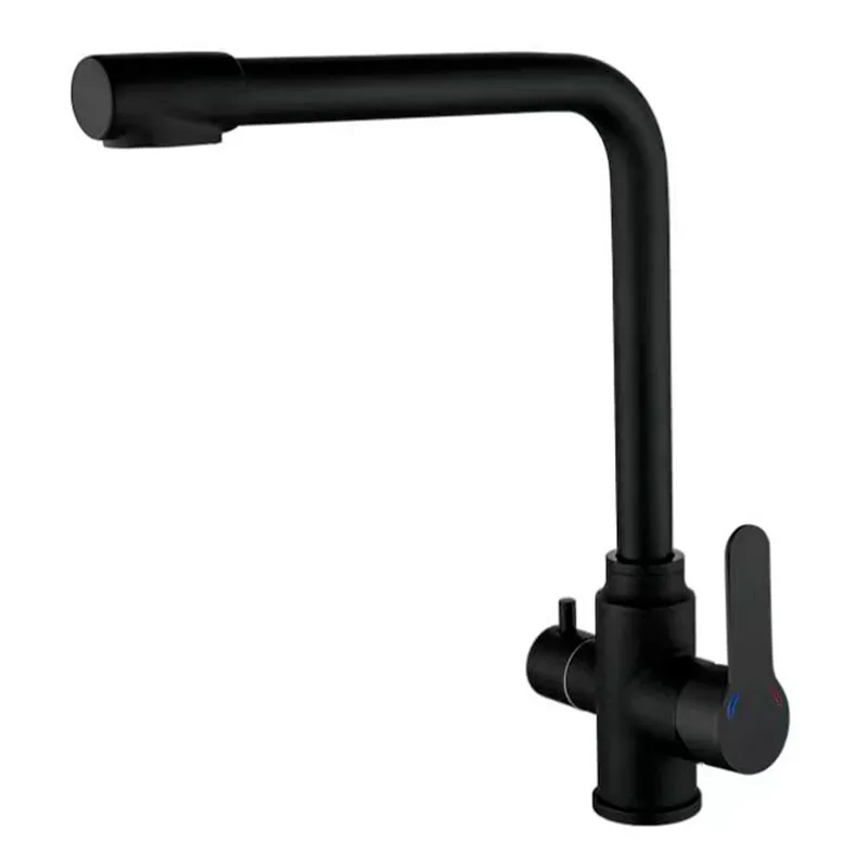 Кухонный смеситель Zerix DAX-021 Black с выходом для питьевой воды из нержавеющей стали (ZX4825) Харьков - изображение 1