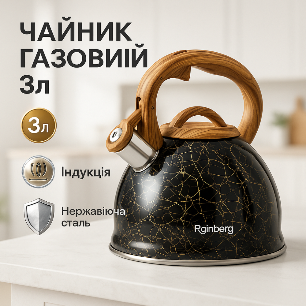 Чайник из нержавеющей стали с пищалкой Rainberg, Чайник для газовых плит для газовой комфорки SX-66 Львов - изображение 10