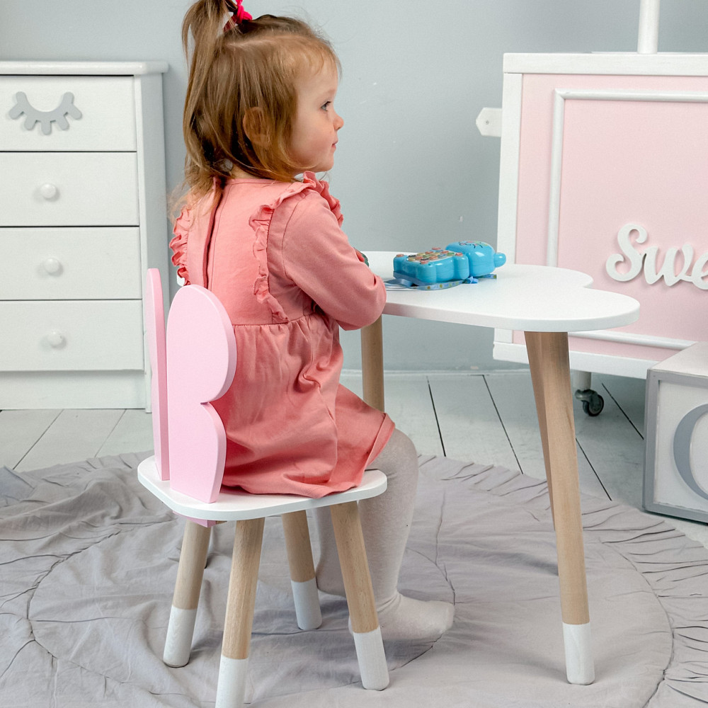 Мебель для детей столик и удобный стульчик для обучения и отдыха стол тучка и стул бабочка розовый Киев - изображение 9