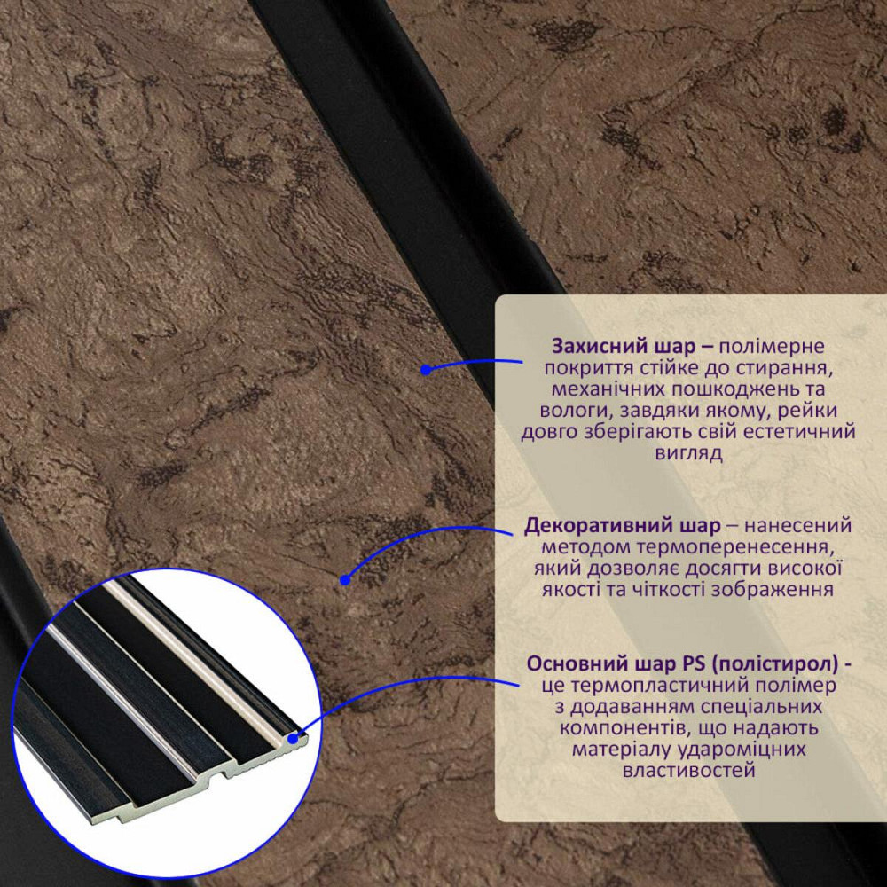 Декоративна рейка Шоколадний мармур Київ - фото 4