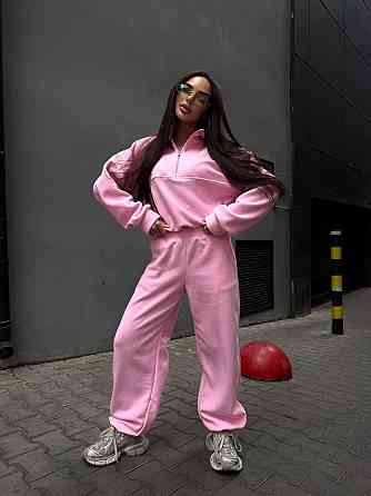 Женский удобный теплый костюм из флиса двусторонний Розовый, 46/48 Одесса