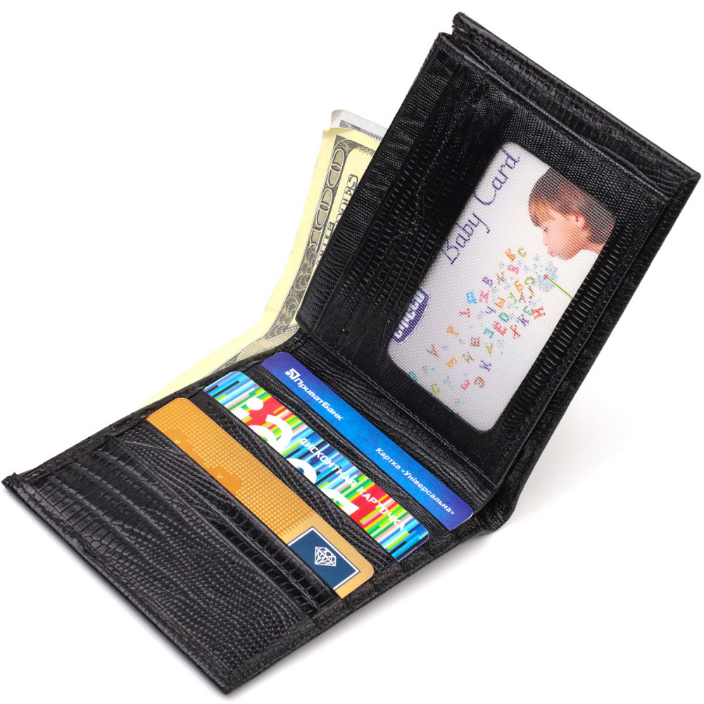 Практичний чоловічий портмоне з натуральної фактурної шкіри CANPELLINI 21868 Чорний Київ - фото 5