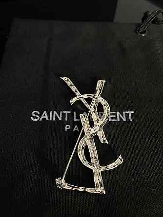 Брендовая брошь Cен Лоран / Saint Laurent, покрытие серебро 925 Одесса