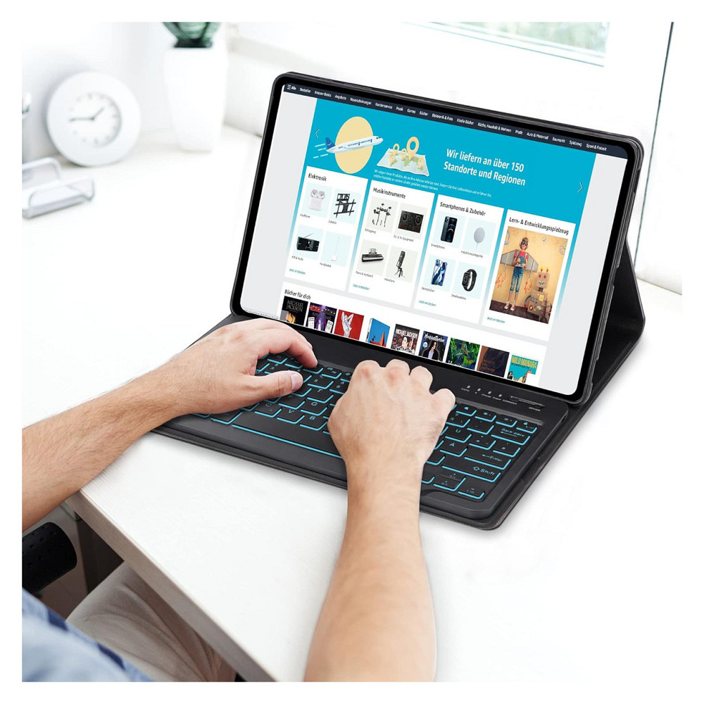 Чохол-клавіатура IVEOPPE для Samsung Tab S7 FE синій підсвітка QWERTZ Bluetooth 12.4" Київ - фото 6
