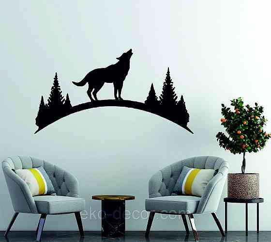 Декоративне настінне Панно «Вовк», Декор на стіну 70*37 см, Чорний Київ