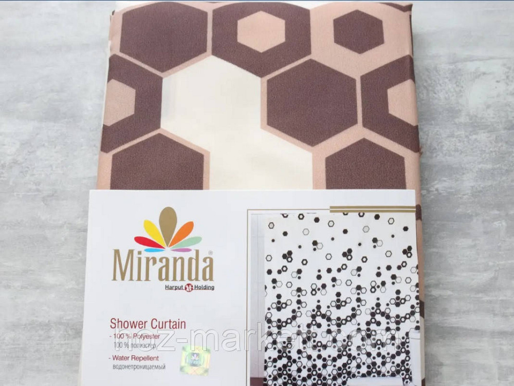 Штора тканевая для душа Miranda Troy коричневая 180 х 200 см Харьков - изображение 1