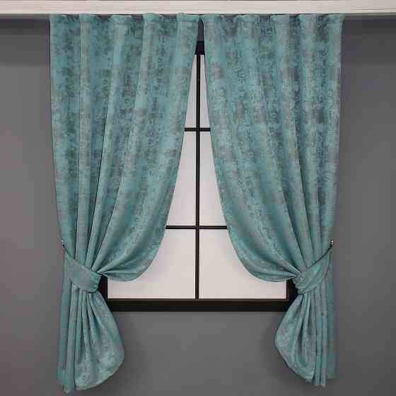 Комплект штор коротких VR-Textil Жаккард Sultan YL № 1292ш Бирюзовый 130х170 см 2 шт (35-0074) Киев
