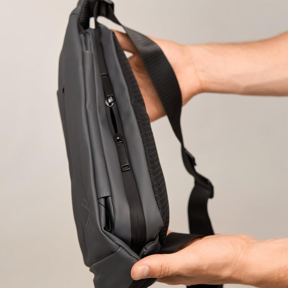 Мужская бананка нейлоновая сумка серая Pobedov Just Киев - изображение 4