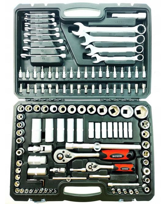 Набір гайкових ключів та торцевих головок 121 предмет у кейсі CrV-50 з тріскачками Одеса - фото 4