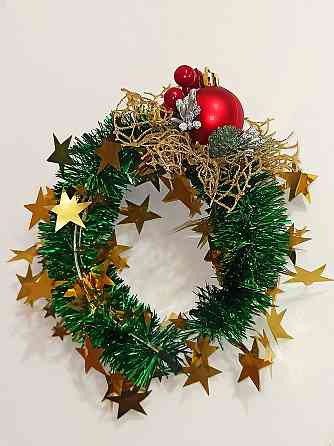 Новогодний обруч для волос с мишуры с игрушкой one size разноцветный ручная работа красный Киев