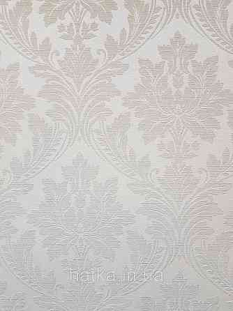 Шпалери вінілові на флізеліні Grandeco Time метрові структурні вензелю завитки бежеві на світло-бежевому Київ