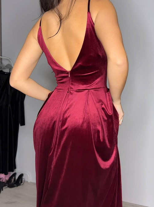 Жіноче вечірнє романтичне плаття з королівського щільного оксамиту Бордо, 44/46 Одеса - фото 7