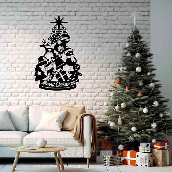 Декоративное настенное Панно «Новый год», Декор на стену 90*55 см, Чёрный Киев