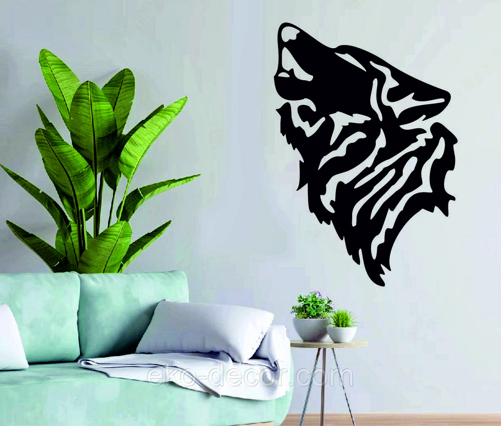 Декоративное настенное Панно «Волк», Декор на стену 90*62 см, Черный Киев - изображение 1