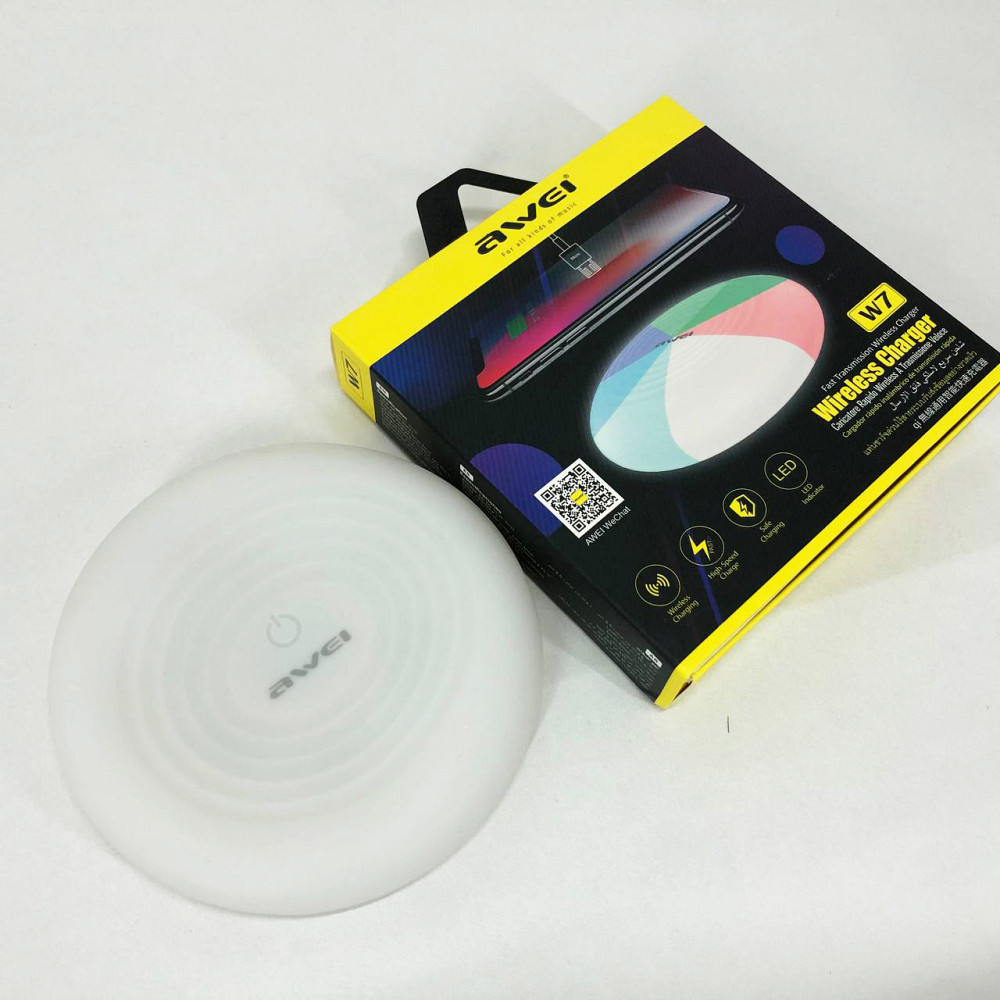 Бездротова зарядка з підсвічуванням 7 кольорів 10W 7 COLOR Awei W7 + WIRELESS CHARGE NY-93 Івано-Франківськ - фото 8