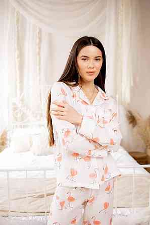 Женский комплект из натуральной ткани Фламинго, Молочный, XS-S Харьков