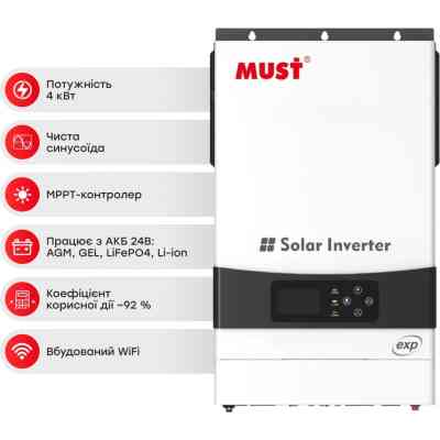 Солнечный инвертор Must PV19-4024EXP, 4000W, 24V (PV19-4024EXP) Винница