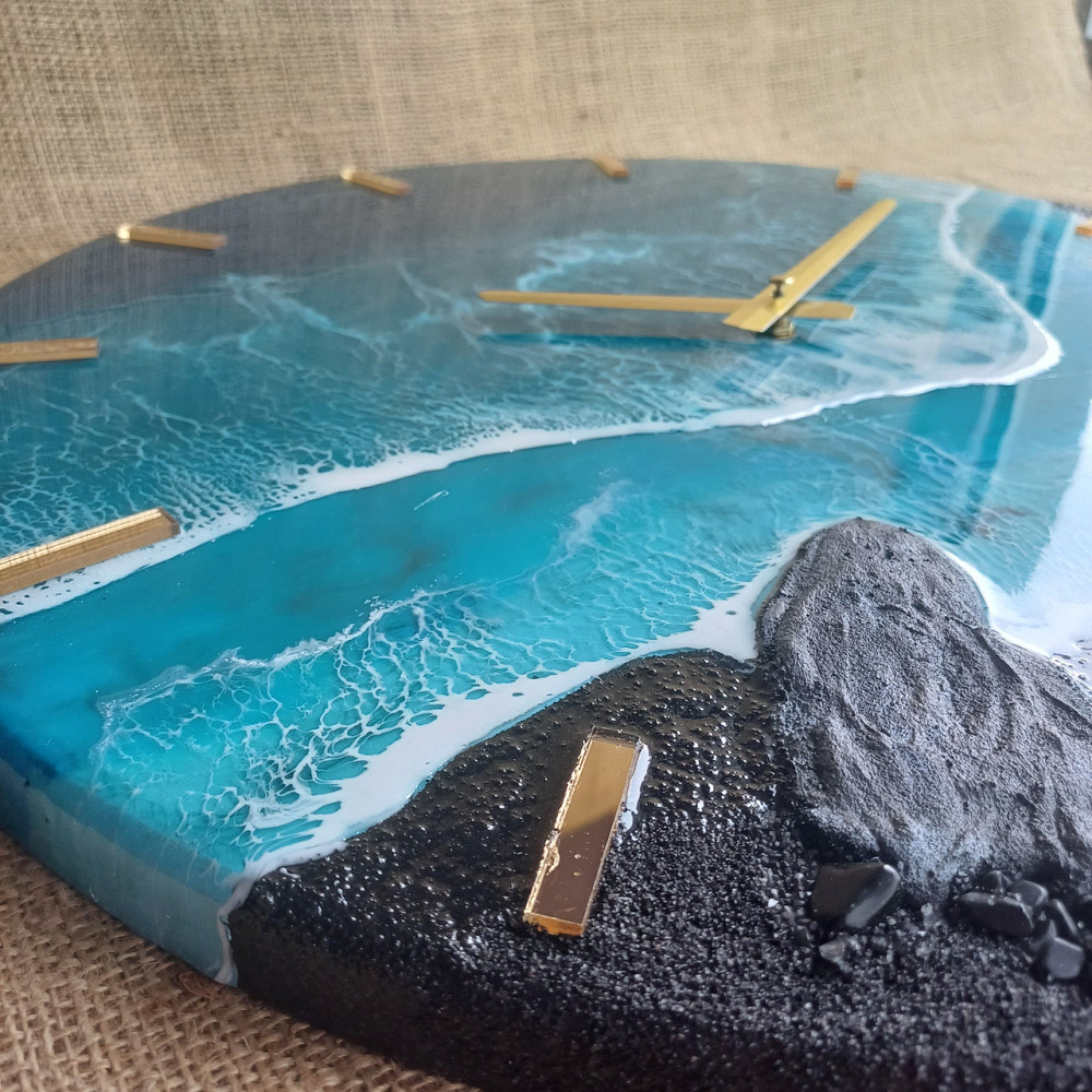 Годинник настінний 50 см з епоксидної смоли ручної роботи Дніпро - фото 8