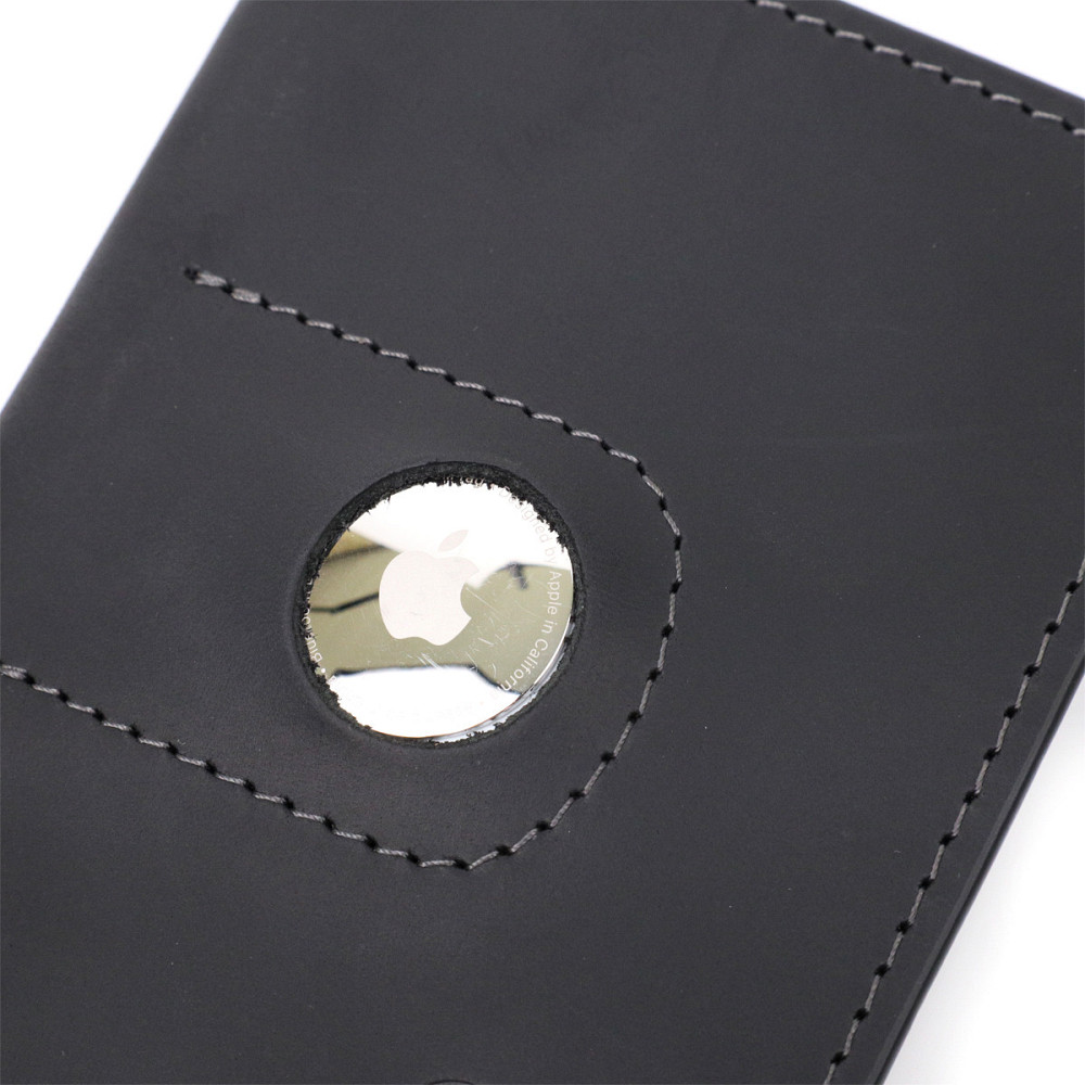 Надійна шкіряна обкладинка на паспорт з утримувачем для Apple AirTag GRANDE PELLE 11620 Чорний Київ - фото 5