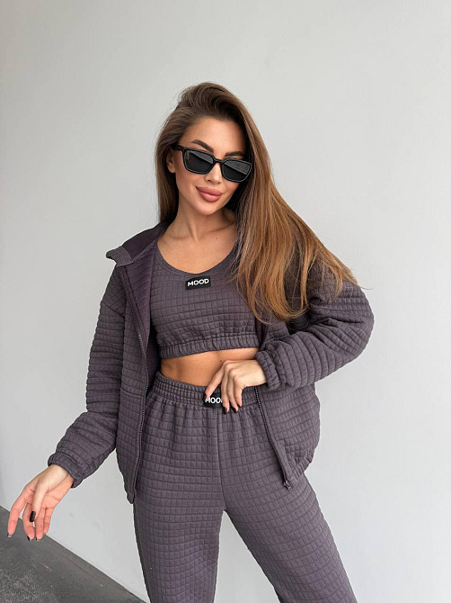 Женский прогулочный костюм тройка: кофта топ и штаны Капитон Фуме, 42/44 Одесса - изображение 7