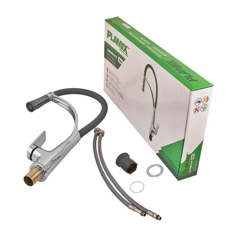 Змішувач для кухні Plamix Lucas-017 SET CHROME REFL.Grey з підведенням   ( PM0715 ) 30524 Харьков - изображение 2