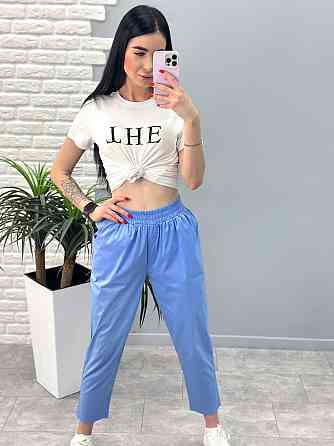 Літні штани з підворотом "Hunter" оптом | Норма | Розпродаж моделі Блакитний, 42-44 Київ