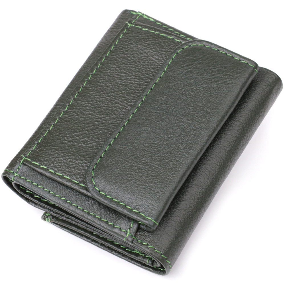 Жіночий мініатюрний гаманець із натуральної шкіри ST Leather 23083 Зелений Київ - фото 2