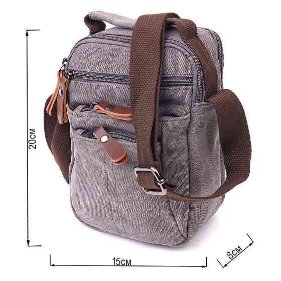 Компактна чоловіча сумка із щільного текстилю 21244 Vintage Сіра Київ