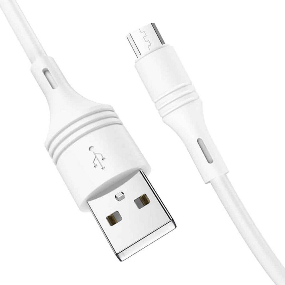 Кабель BOROFONE BX43 USB to Micro 2.4A, 1m, PVC, PVC connectors, White Київ - фото 3