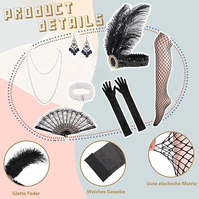 Сукня Гетсбі 20-х коктейльна з паєтками бахромою, пов’язкою прикрасами перчатками, жіночій ретро образ флаппер Чарльстон Хелловін Київ - фото 4