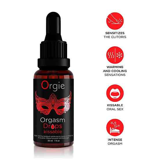 Збуджувальні краплі для клітора Orgie Orgasm Drops Kissable, 30 мл, тепло-холод, смак яблука Sex Aura Київ