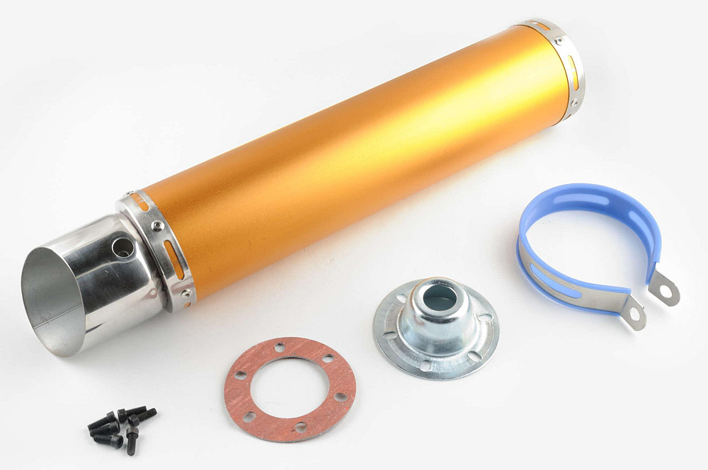 Глушник (тюнінг) 420 * 100mm, кріп. Ø78mm (нержавіюча сталь, золотий, прямоток, mod:2) Київ - фото 1