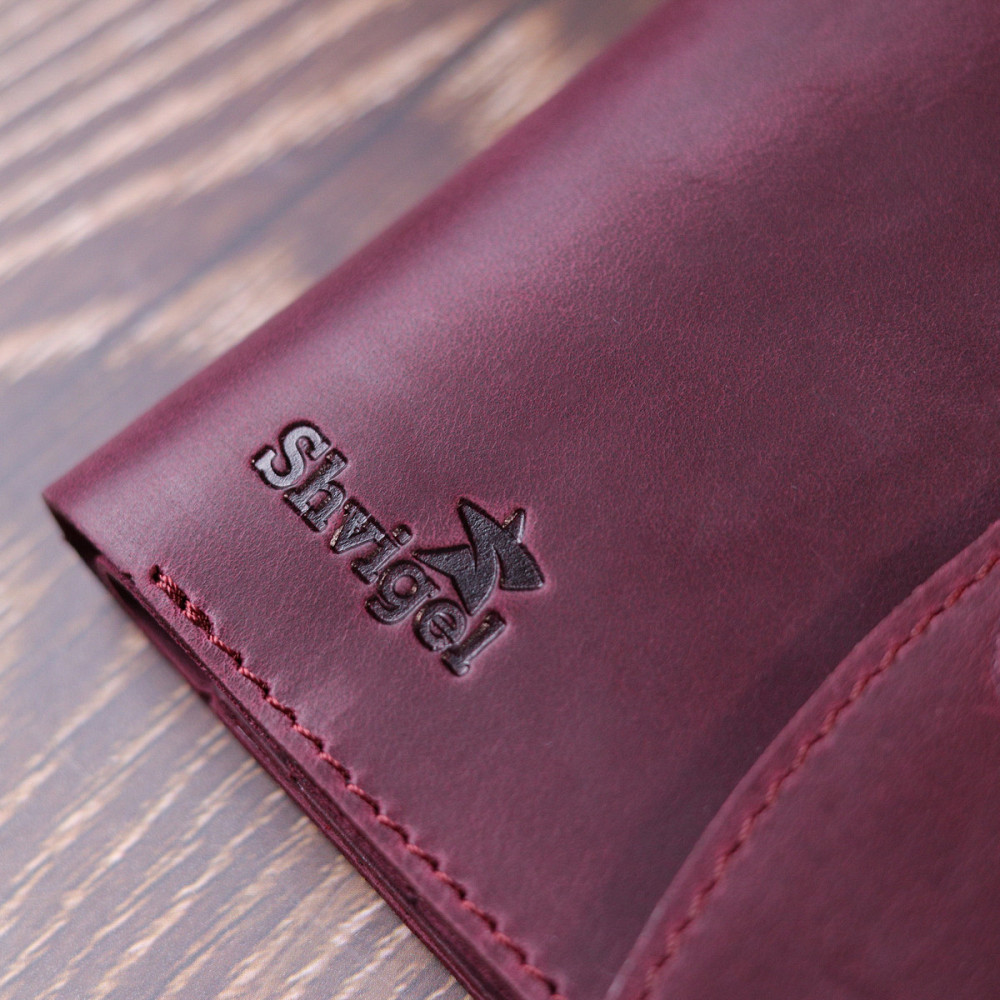 Кожаное матовое портмоне Shvigel 16616 Бордовый Киев - изображение 10