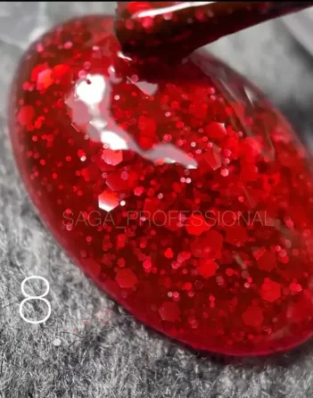 Гель-лак SAGA Marmelade №8 летняя коллекция оттенков мармелада (красный с хлопьями), 9 мл Киев