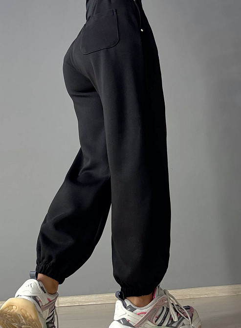 Штаны женские A-N 27090 джогеры спортивные на резинке трикотажные черные, черный, M Киев - изображение 3