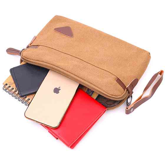 Практична чоловіча барсетка з текстилю 21260 Vintage Коричнева Київ