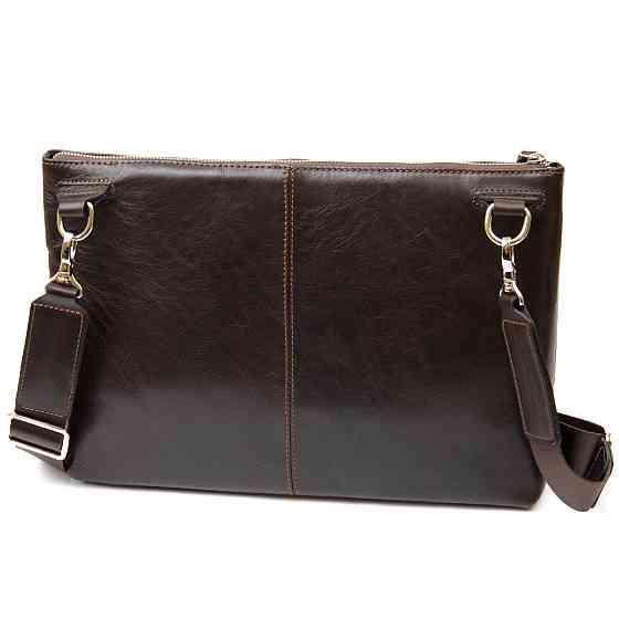 Кожаная мужская прямоугольная сумка для ноутбука Коричневый (GRANDE PELLE) Киев