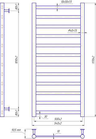 Водяной полотенцесушитель Mario INOX Модена 1170х540/500 Киев