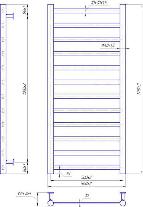 Водяной полотенцесушитель Mario INOX Модена 1170х540/500 Киев - изображение 4