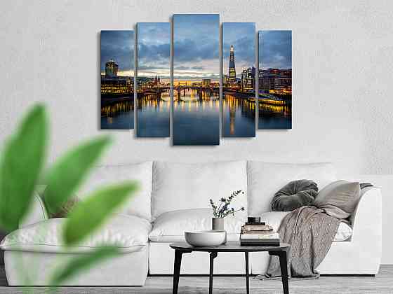 Модульна картина Місто Світанок Art-281_5 ( 80х118см ) Київ