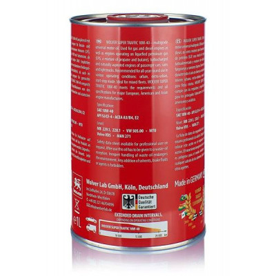 Моторное масло Wolver Super Traffic 10W-40 1л (4260360942549) Винница - изображение 2